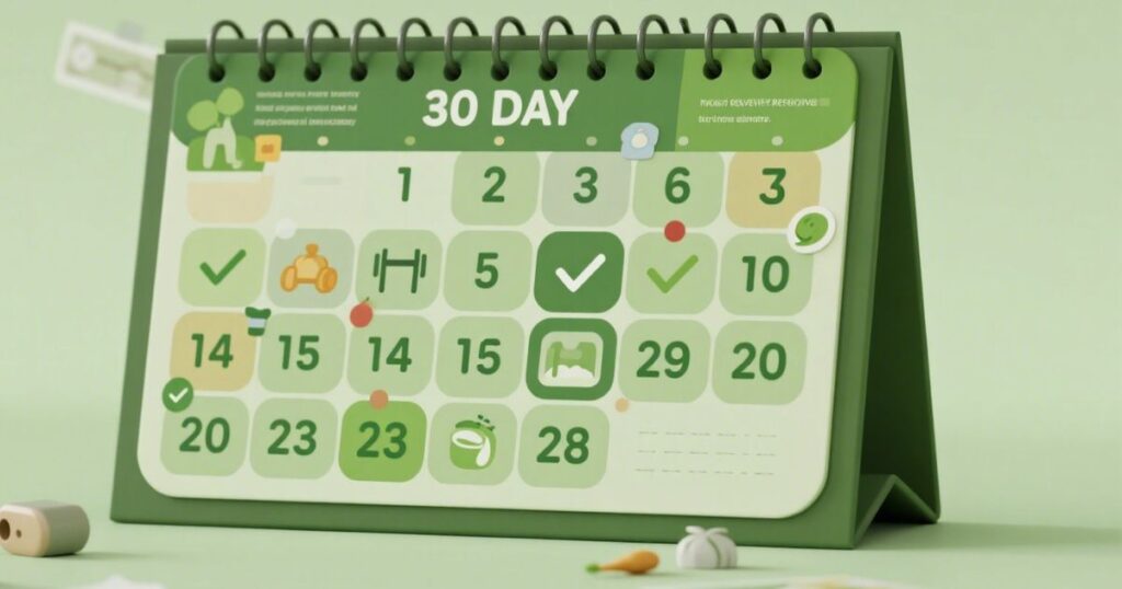 30-day workplace burnout recovery plan timeline and progress tracking calendar