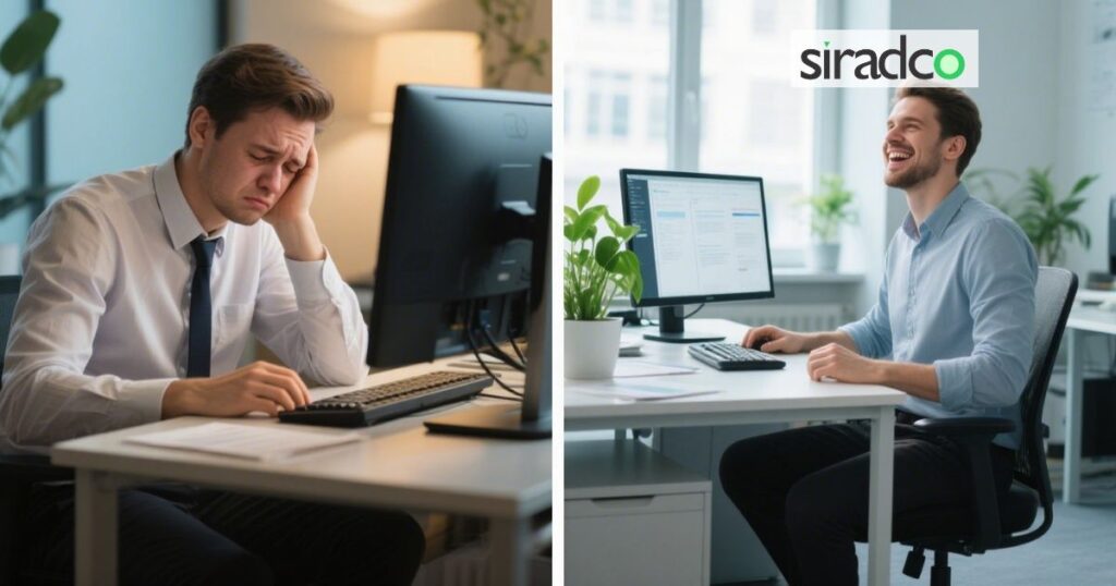 Before and after comparison of employee recovering from workplace burnout and chronic fatigue