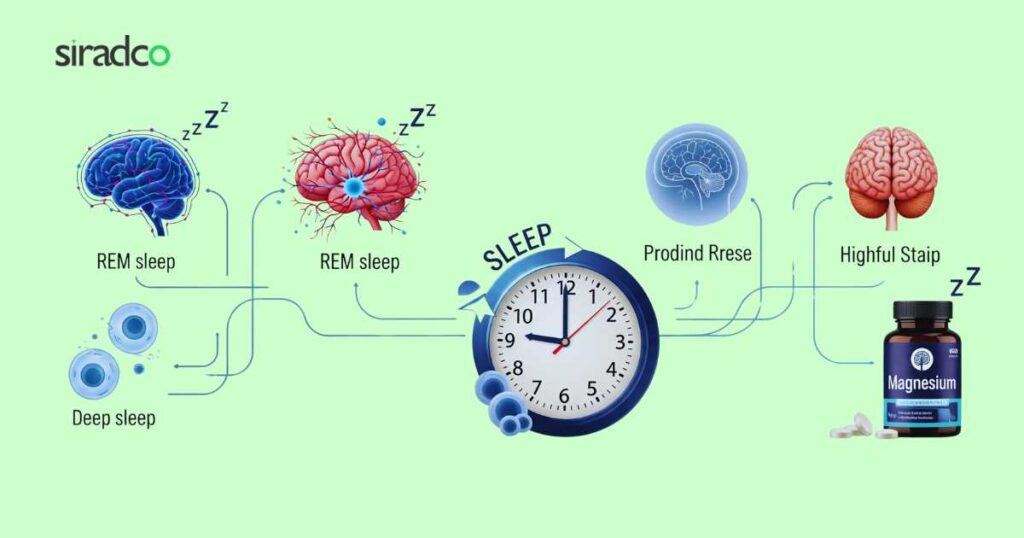 Infographic explaining levels of sleep and how better sleep enhances brain function and productivity