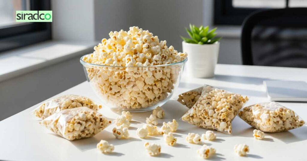 Light and fluffy air-popped popcorn cheap healthy desk snacks for budget-conscious professionals